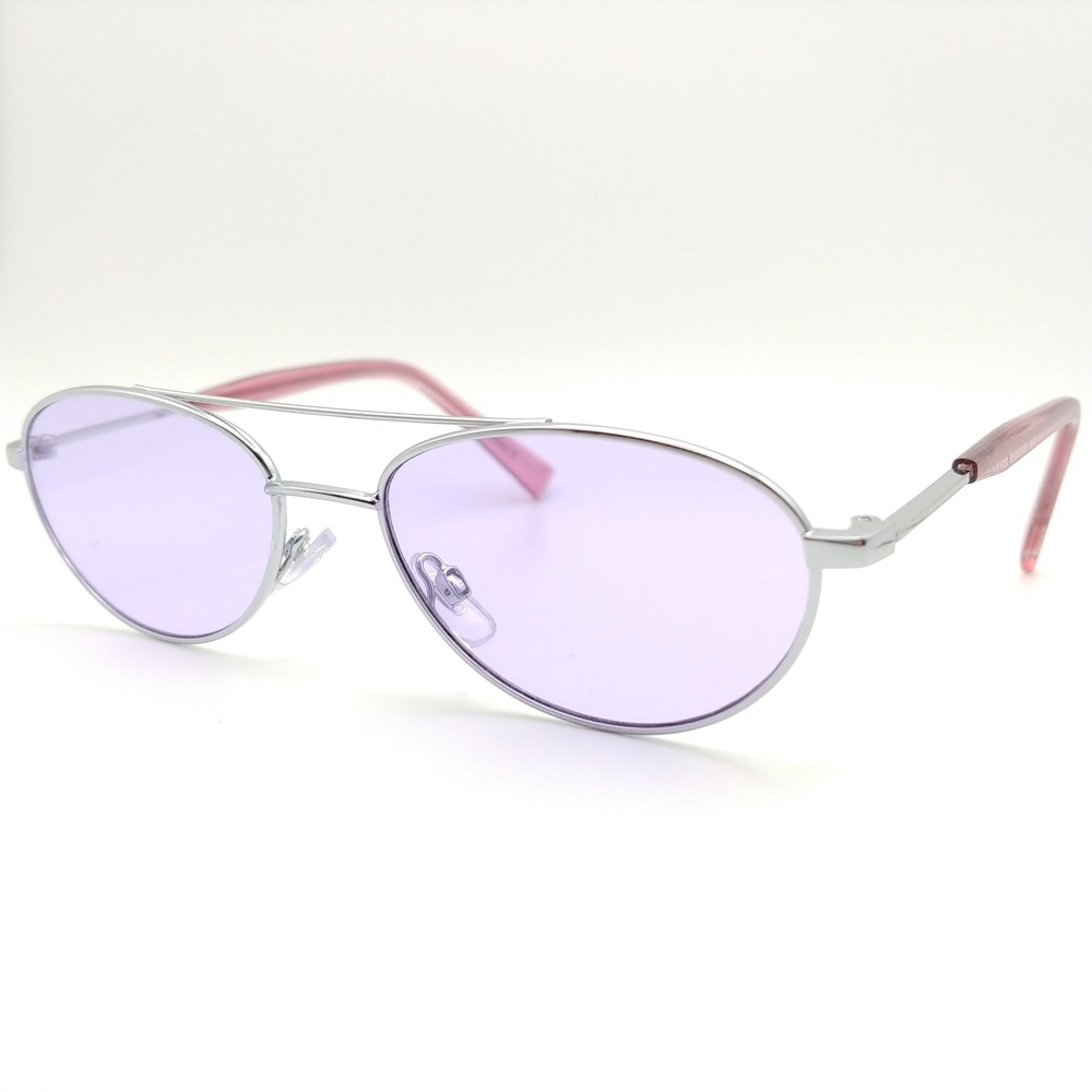 Elizabeth and James Sunglasses Women Silver Purple Aviator Tinted Hippy Flower